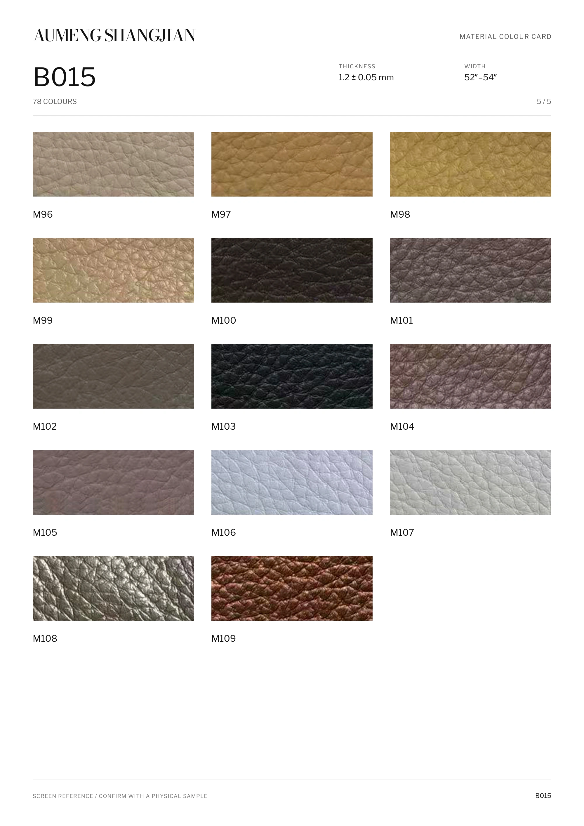 B015 Pebbled grain · Electronic colour card · 5 / 5