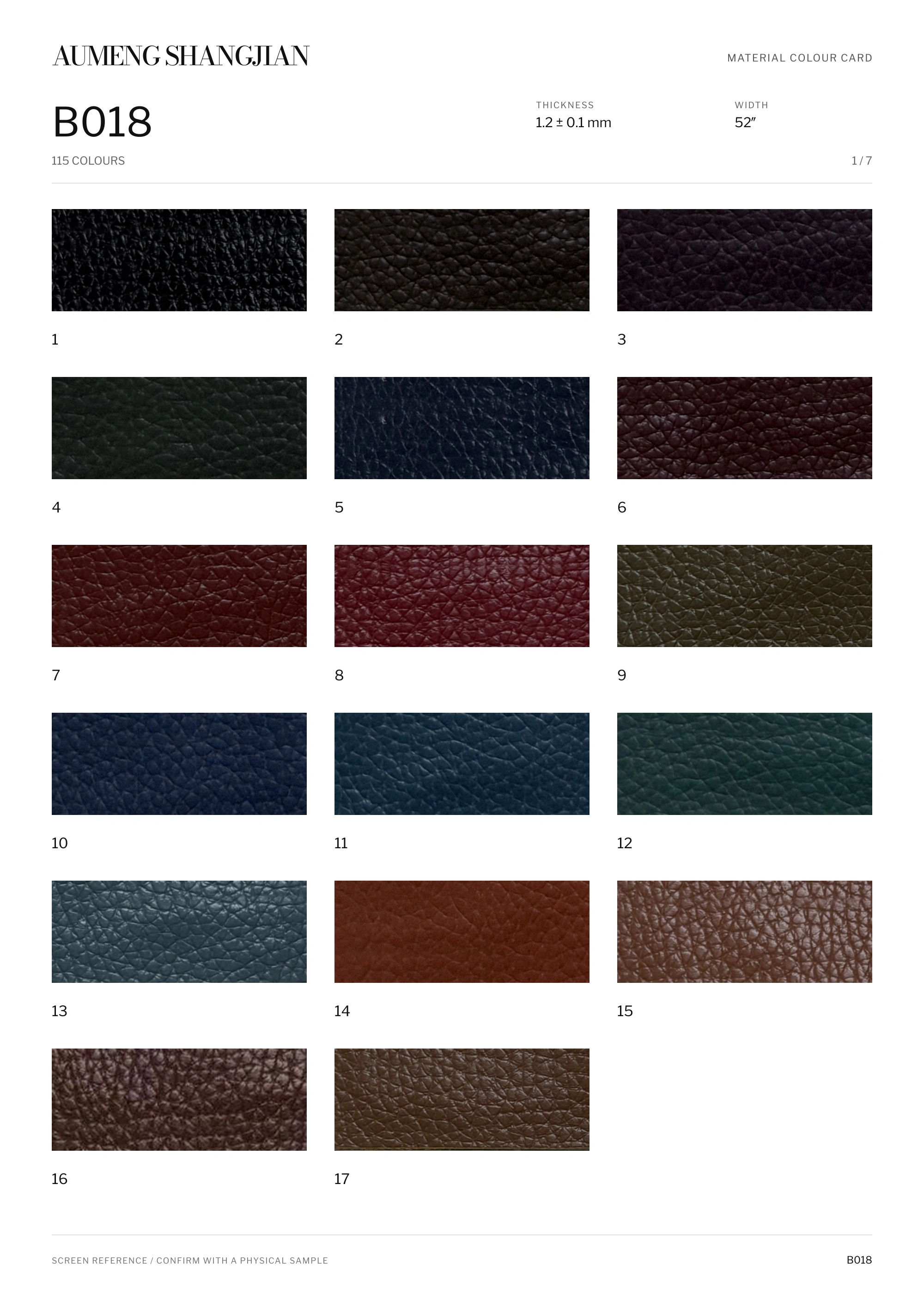 B018 Creased grain · Electronic colour card · 1 / 7