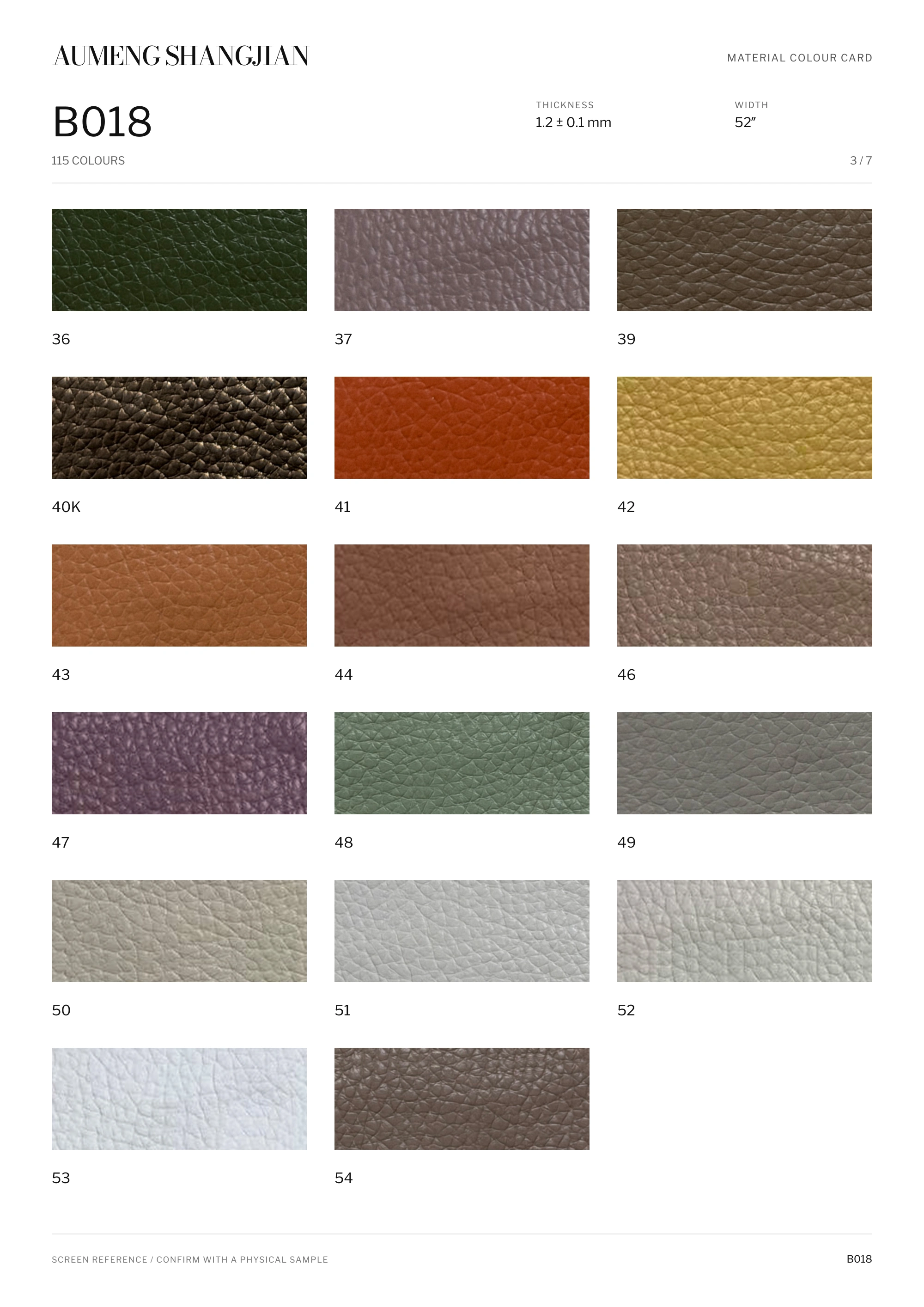 B018 Creased grain · Electronic colour card · 3 / 7