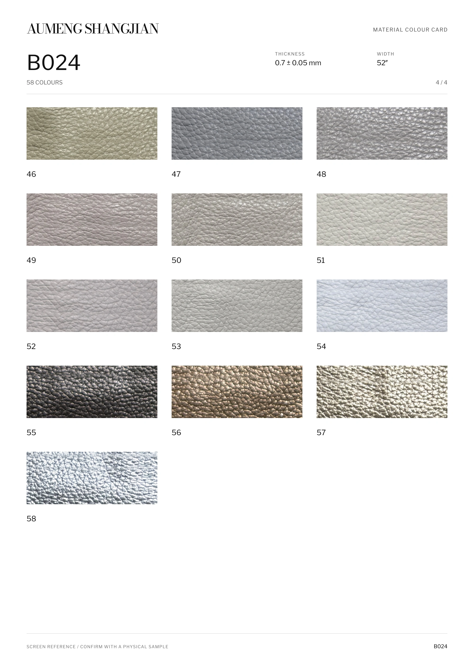 B024 Pebbled grain · Electronic colour card · 4 / 4