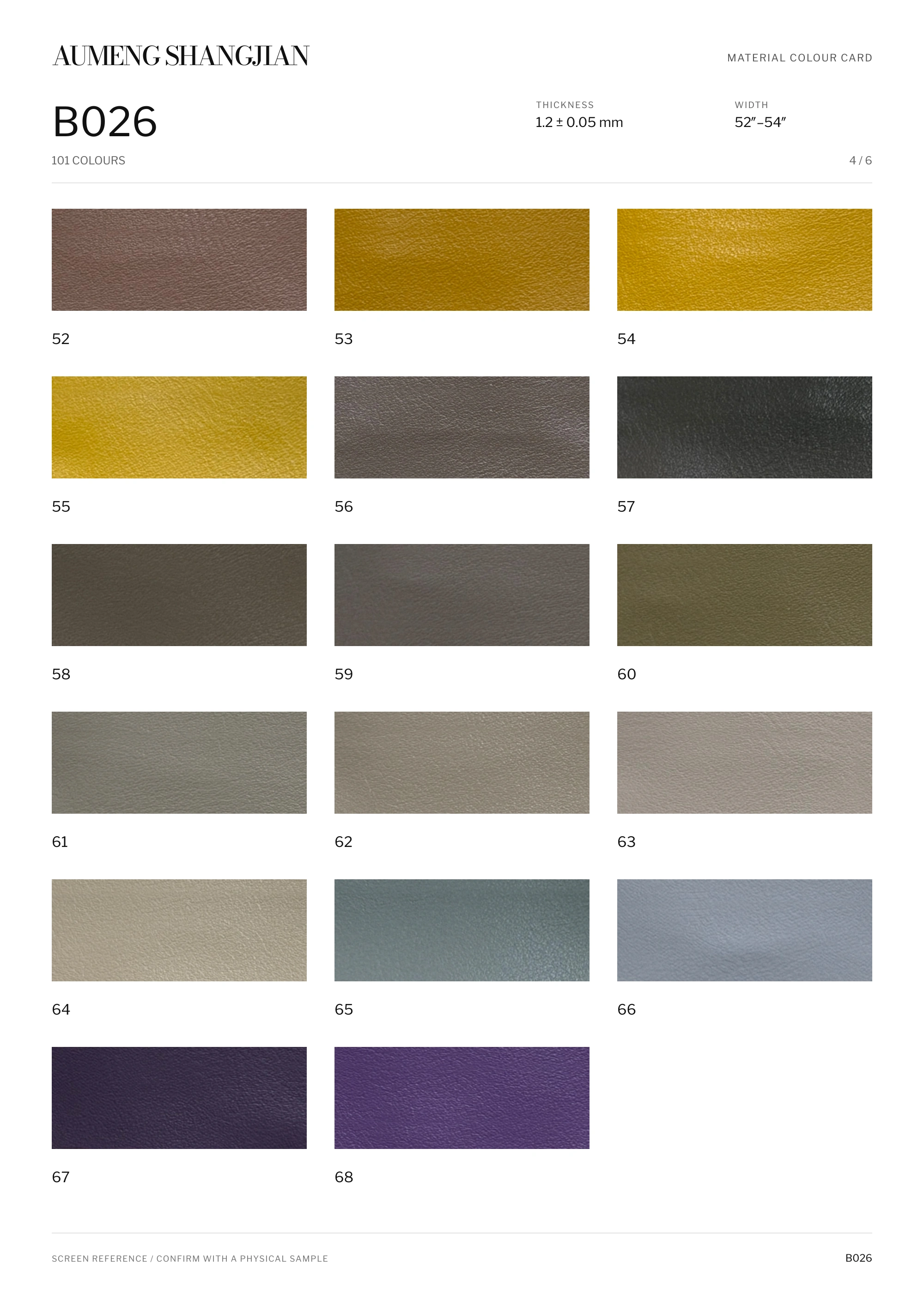 B026 Nappa grain · Electronic colour card · 4 / 6
