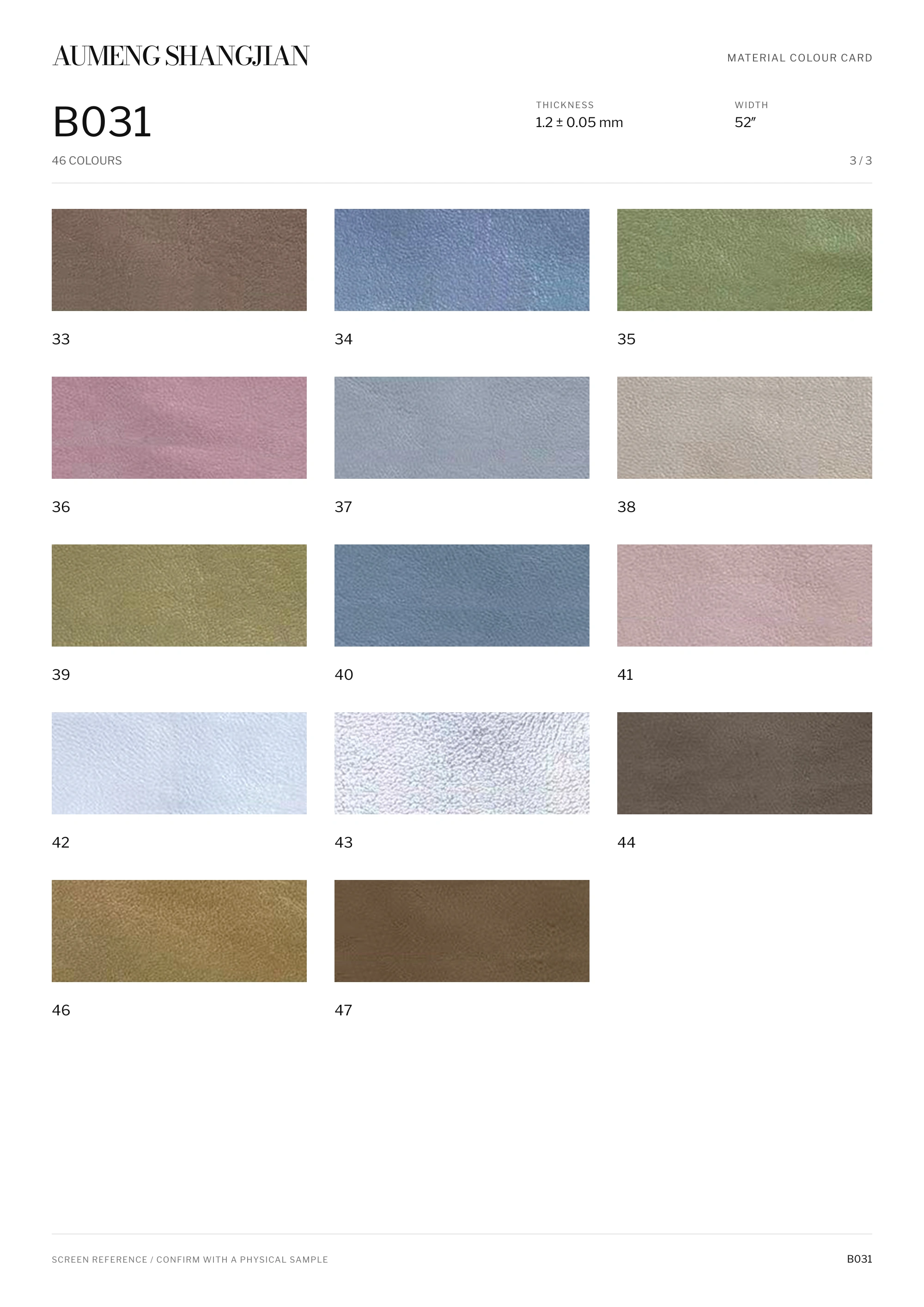 B031 Nappa grain · Electronic colour card · 3 / 3