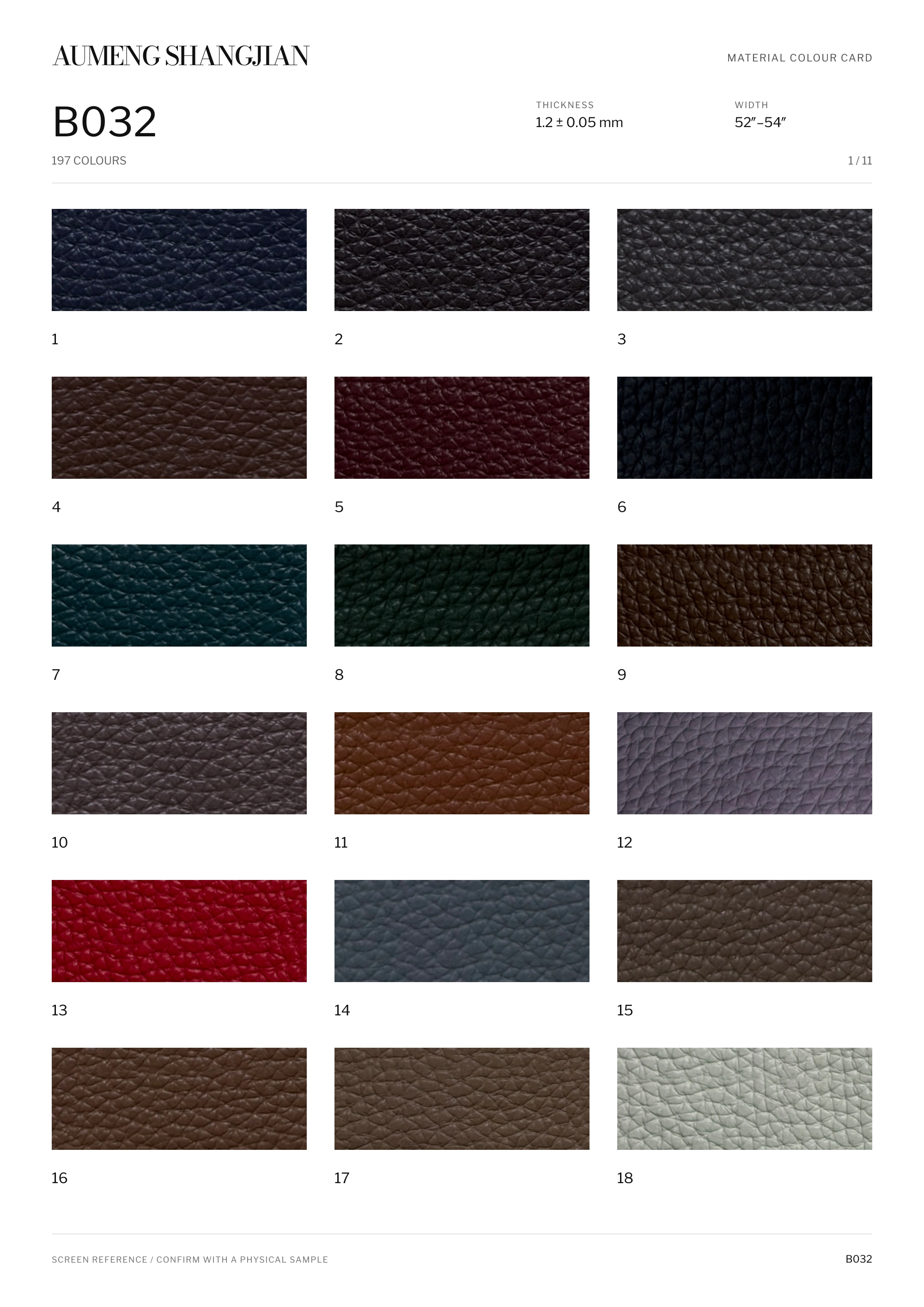B032 Pebbled grain · Electronic colour card · 1 / 11
