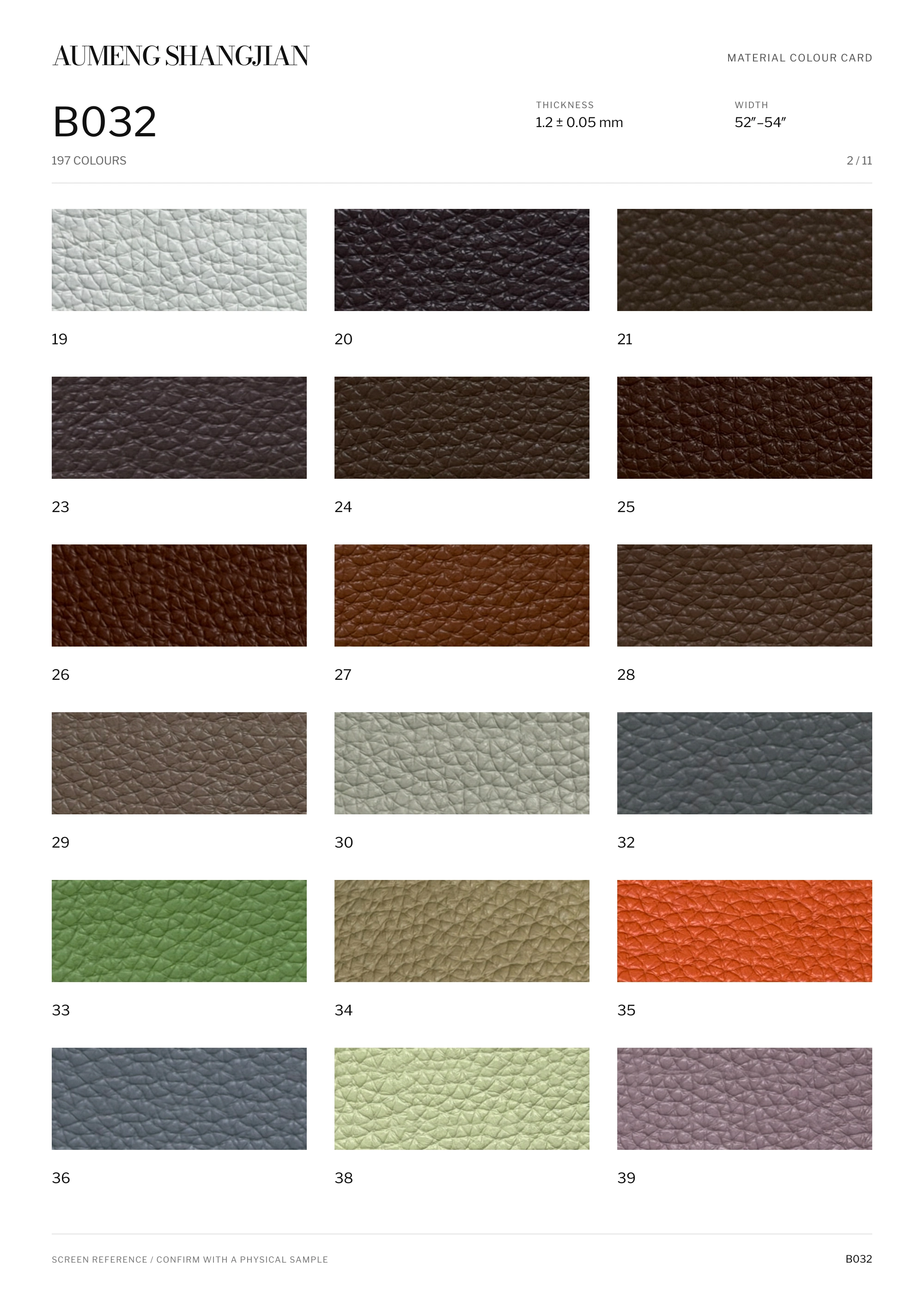 B032 Pebbled grain · Electronic colour card · 2 / 11
