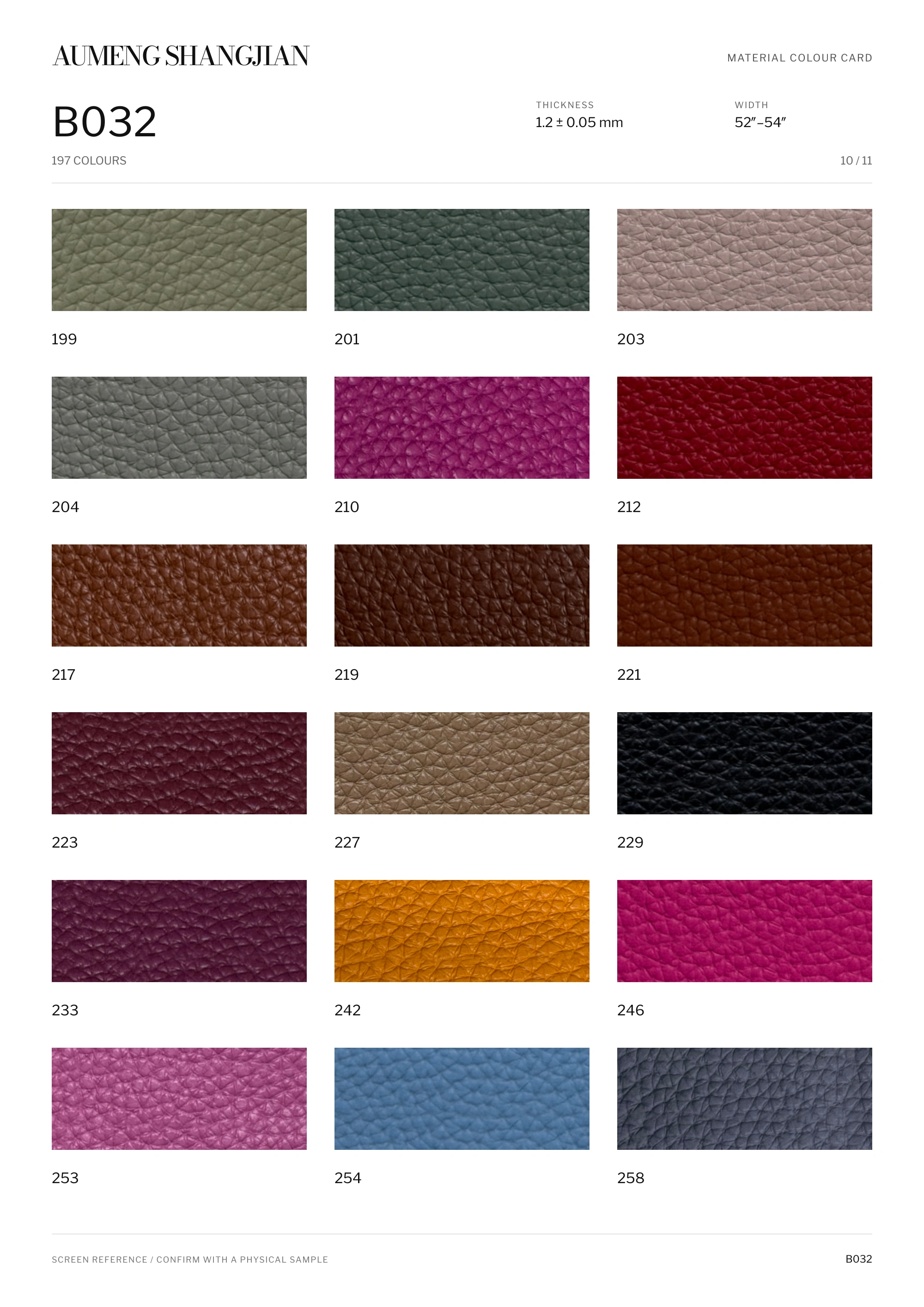 B032 Pebbled grain · Electronic colour card · 10 / 11