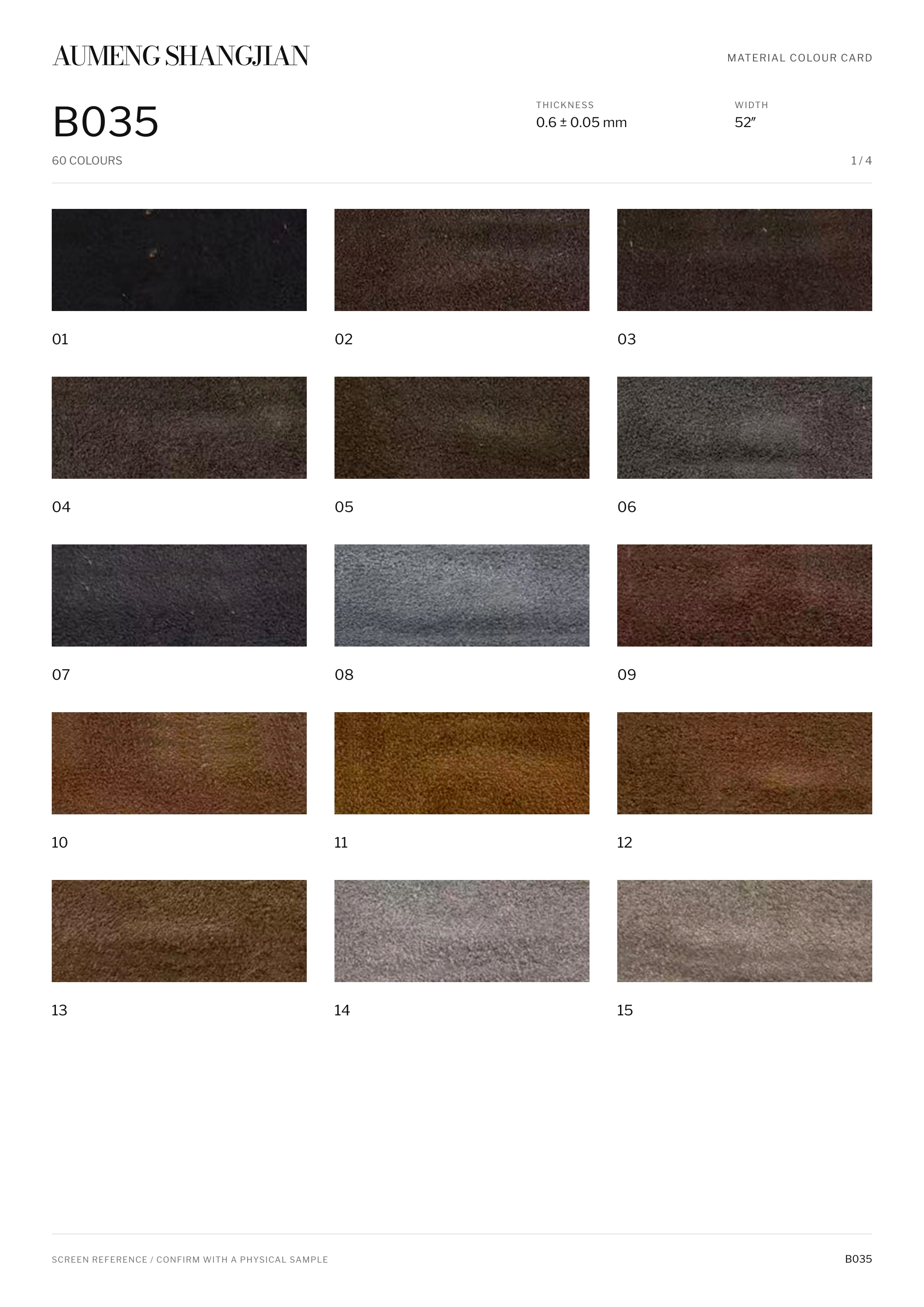 B035 Smooth surface · Electronic colour card · 1 / 4