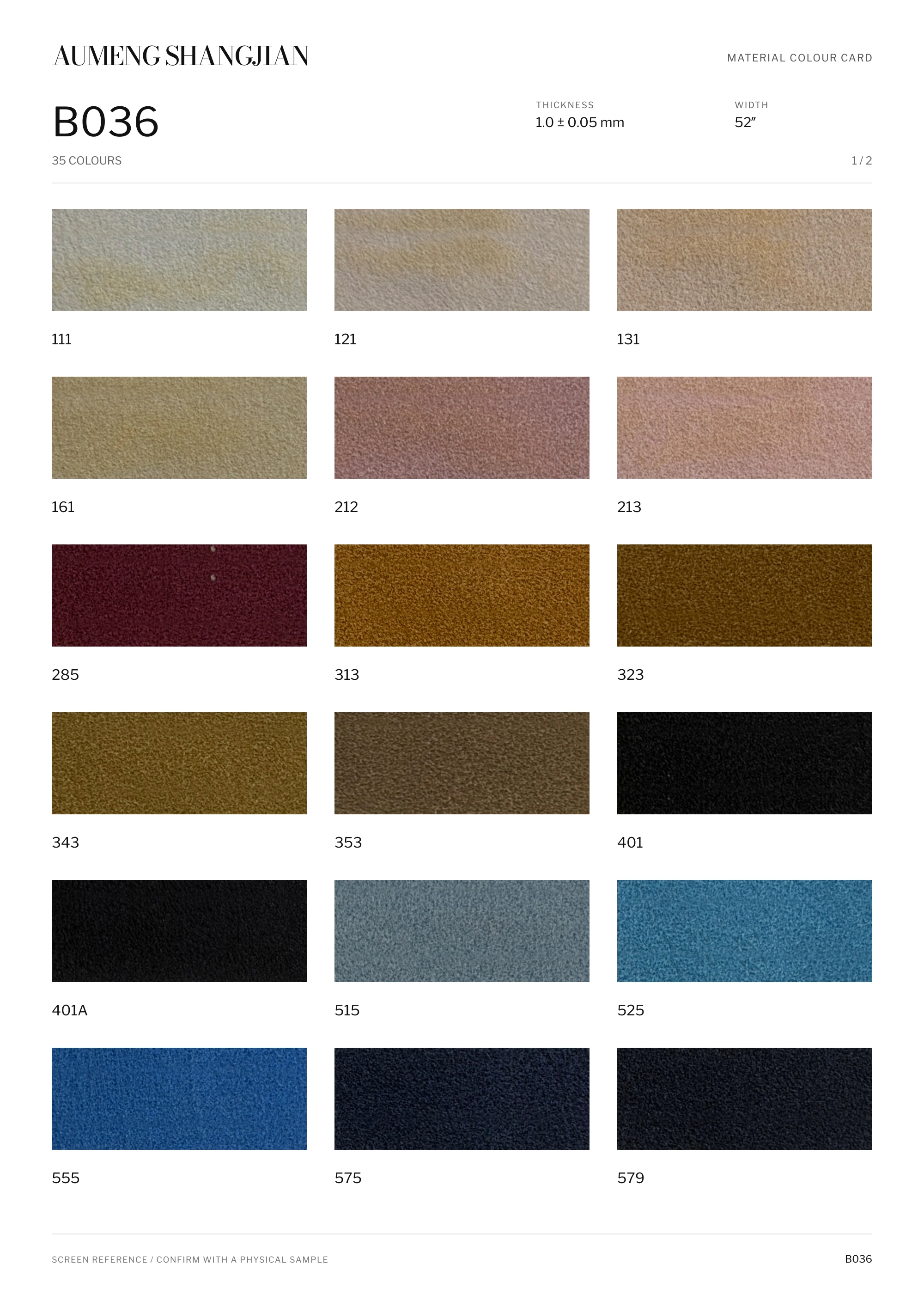 B036 Textile pattern · Electronic colour card · 1 / 2