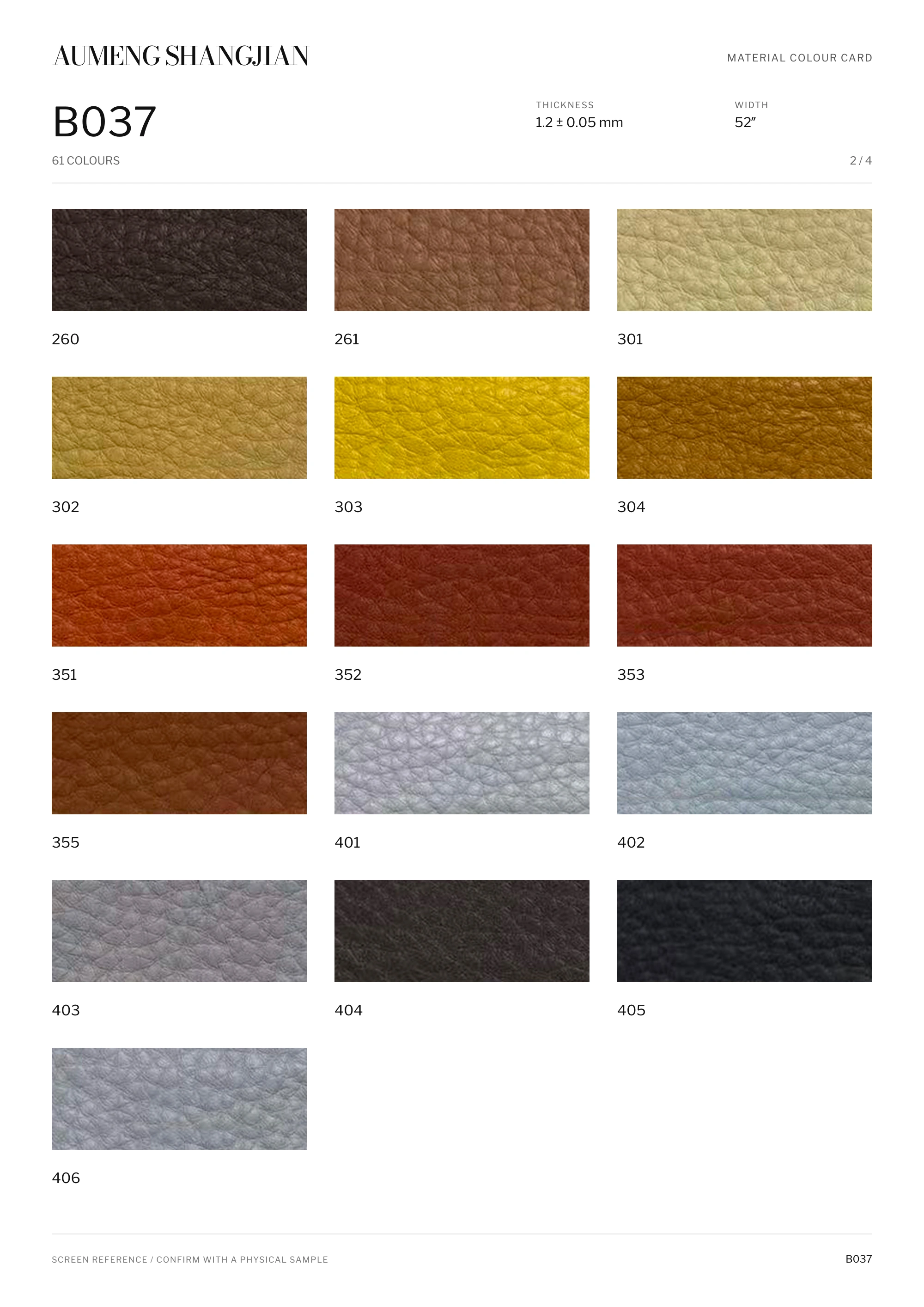 B037 Pebbled grain · Electronic colour card · 2 / 4