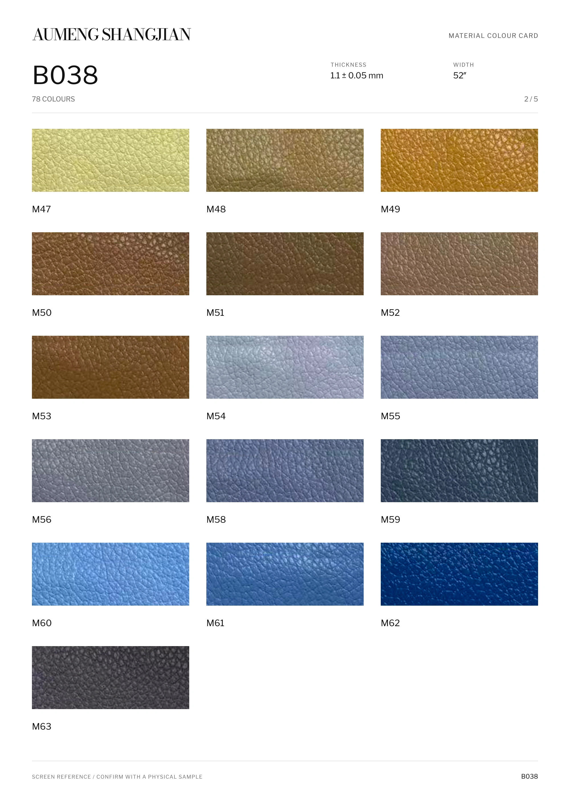 B038 Nappa grain · Electronic colour card · 2 / 5