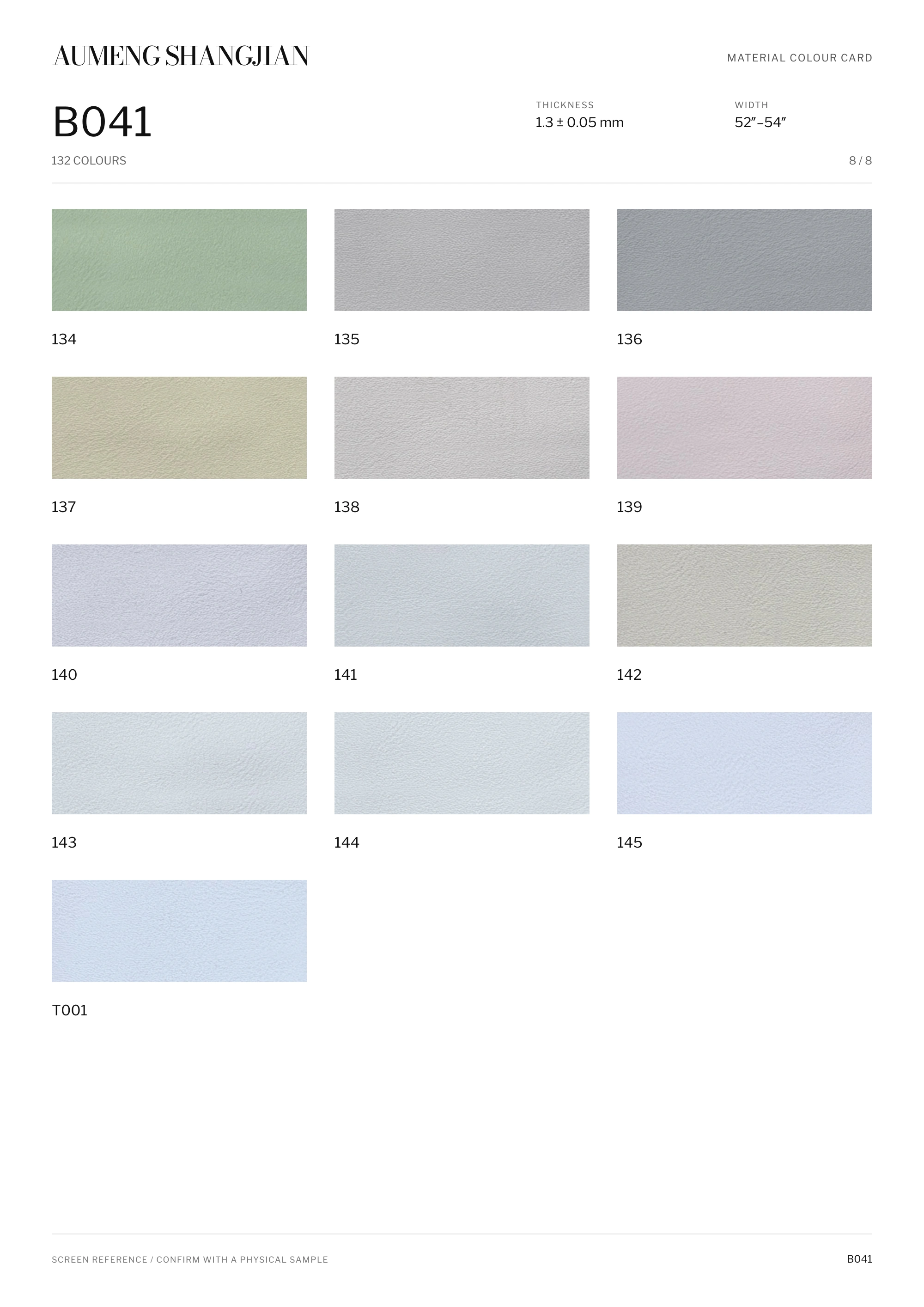 B041 Smooth surface · Electronic colour card · 8 / 8