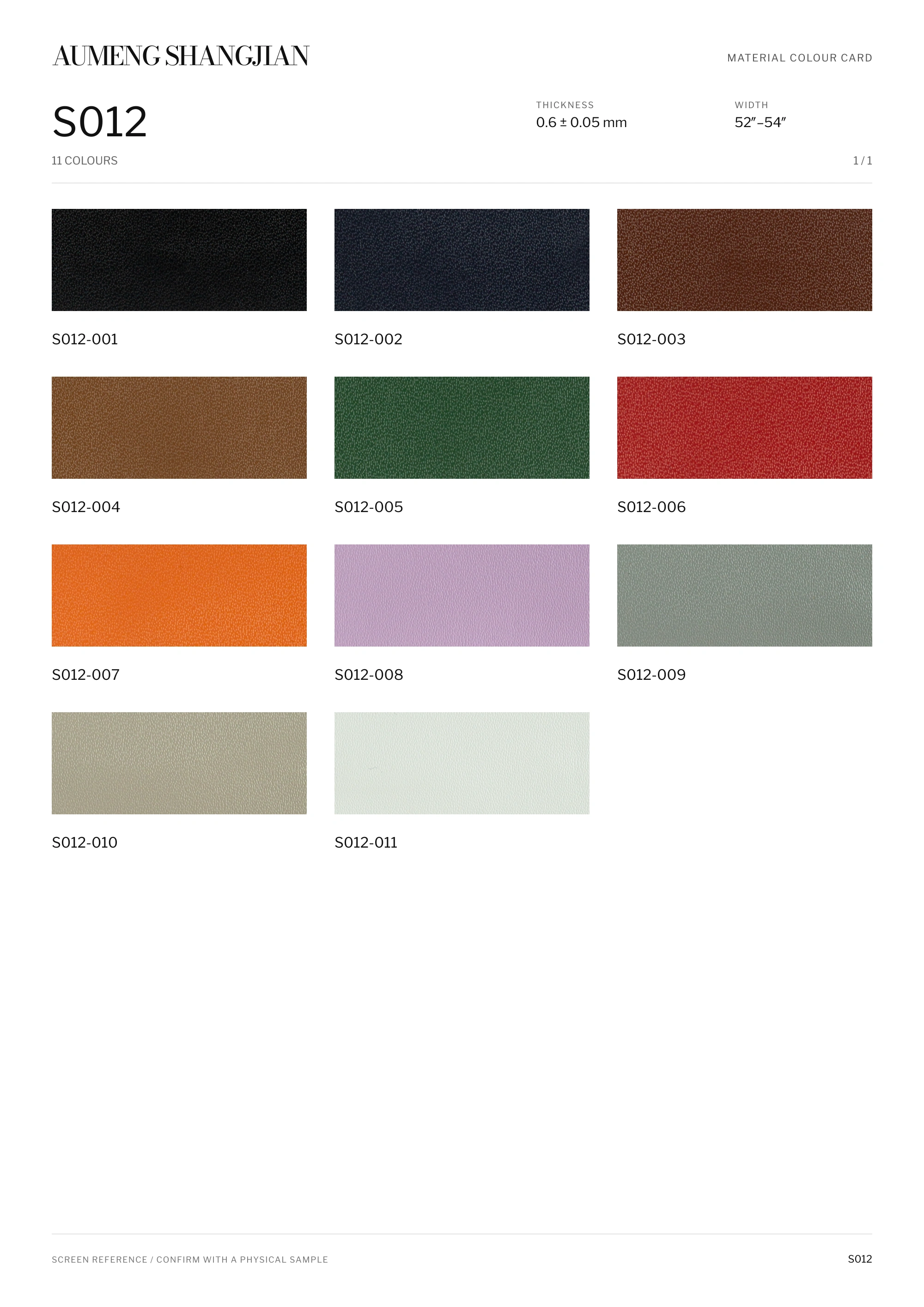 S012 Nappa grain · Electronic colour card · 1 / 1