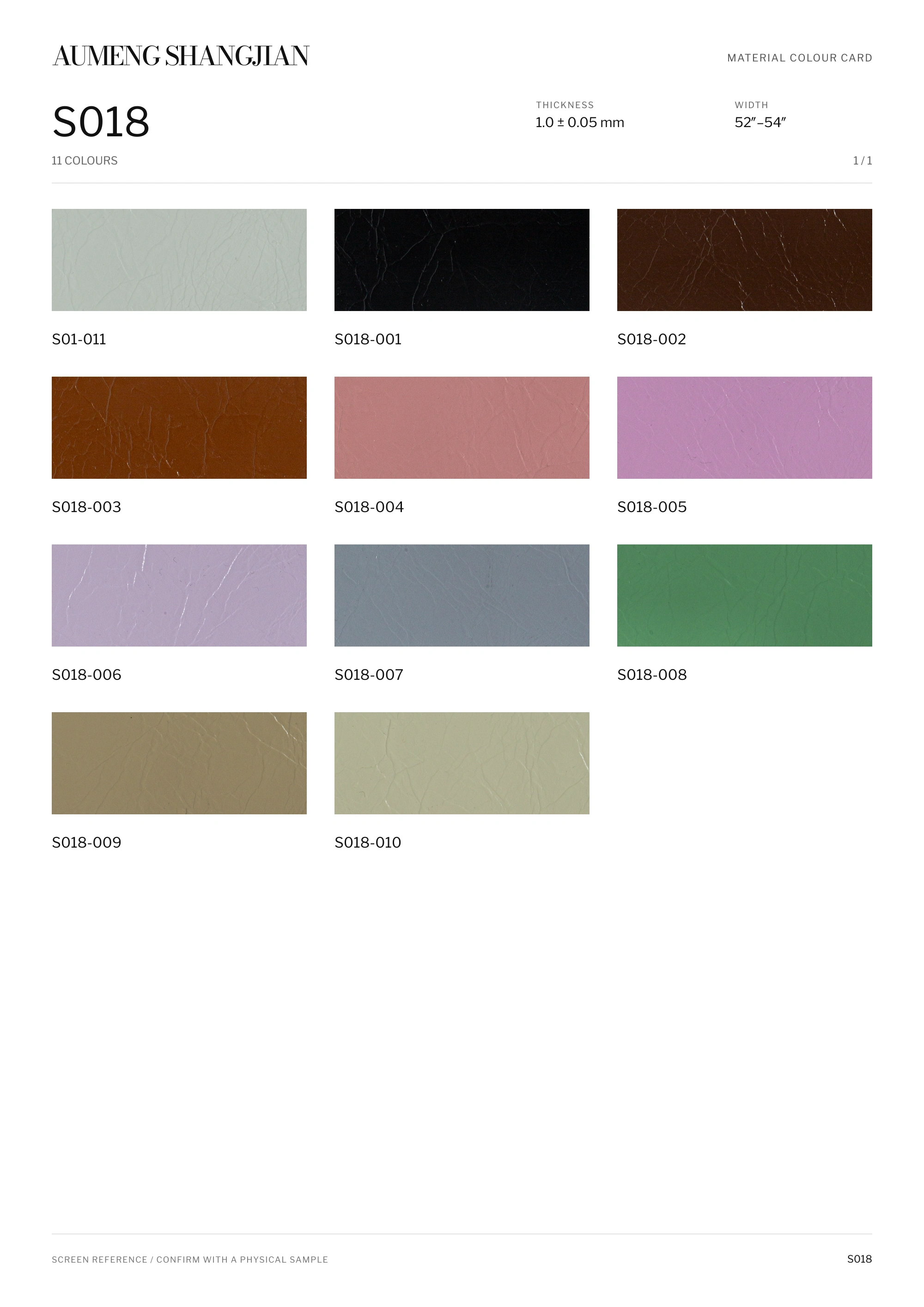 S018 Oiled appearance · Electronic colour card · 1 / 1