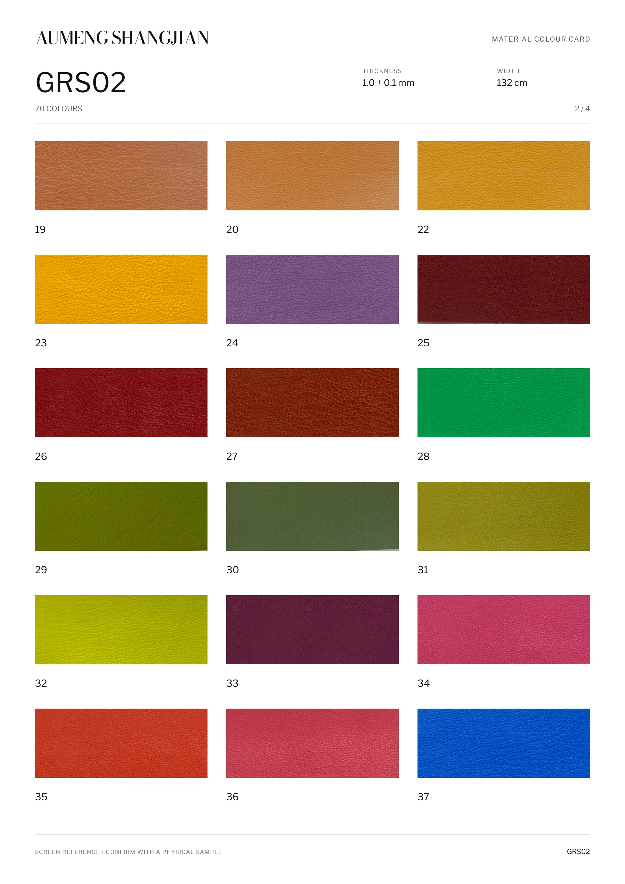 GRS02 Sheepskin grain · Electronic colour card · 2 / 4