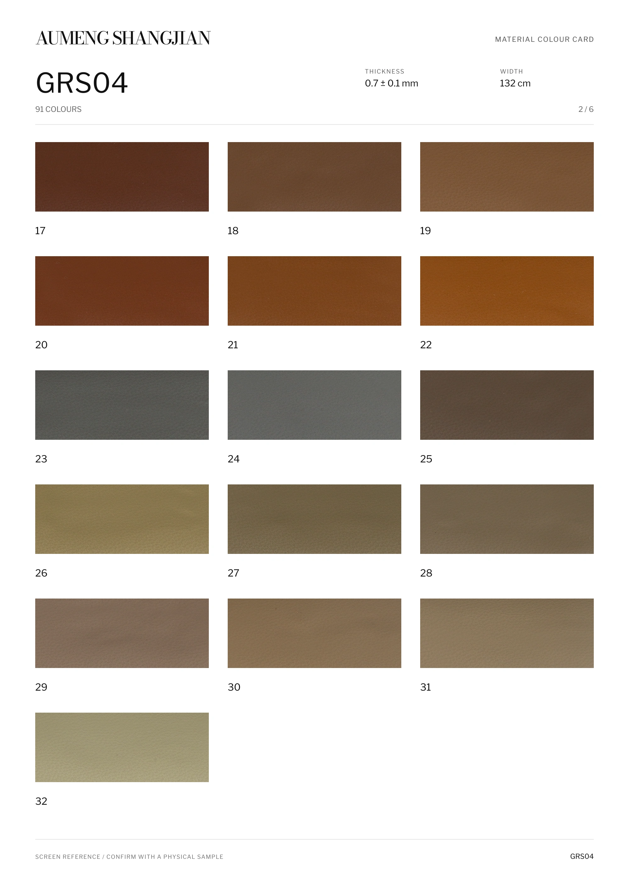 GRS04 Sheepskin grain · Electronic colour card · 2 / 6