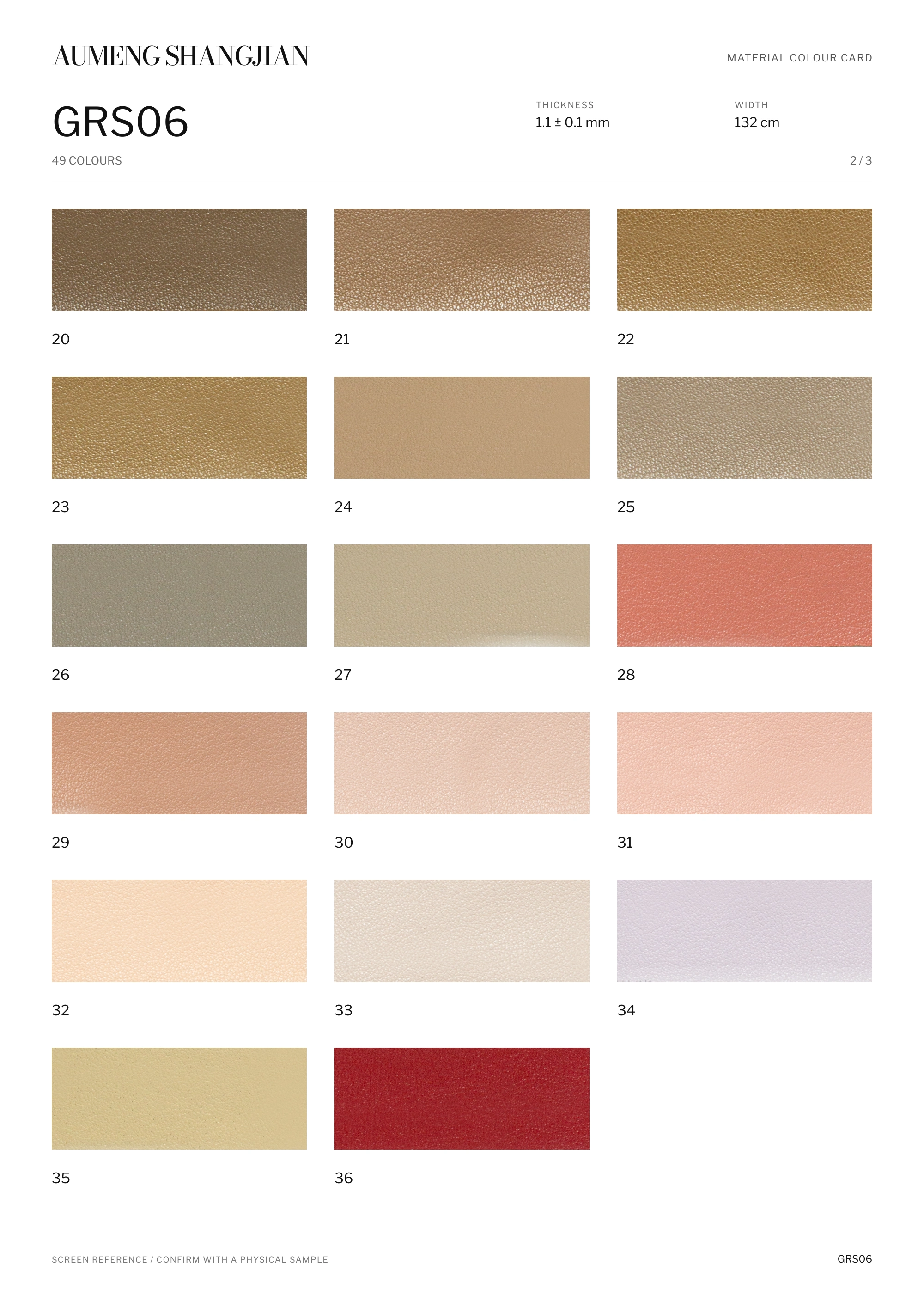 GRS06 Sheepskin grain · Electronic colour card · 2 / 3